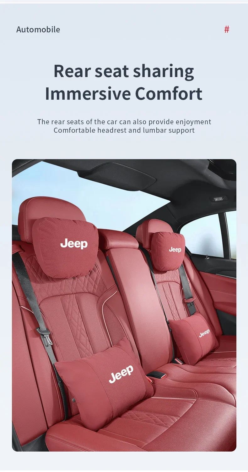 Car Suede Ventilate Headrest Seat Waist Cushion Pillow Jeep Wrangler Grand Cherokee Renegade Compass Gladiator Patriot Commander