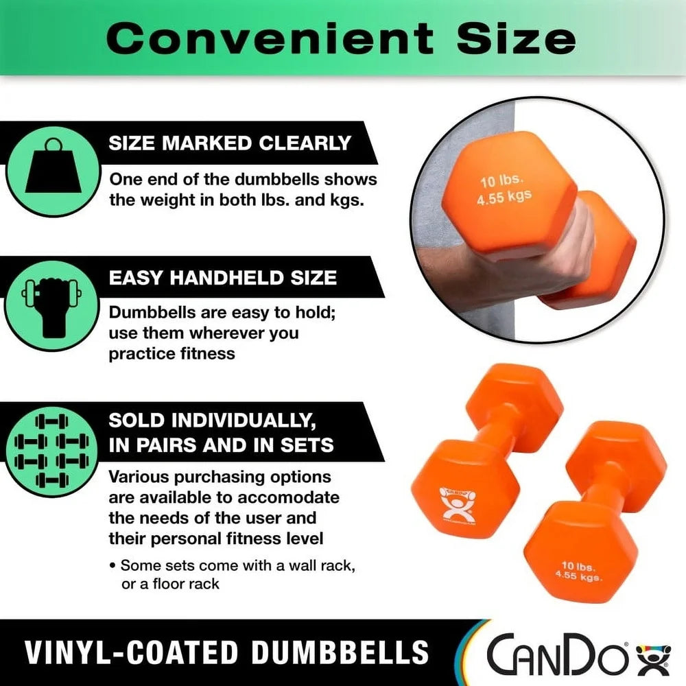 Vinyl-Coated Color-Coded 3 lb Dumbbell Anti-Roll Weight Strength Training Physical Therapy Toning Exercises Individual Pair Set