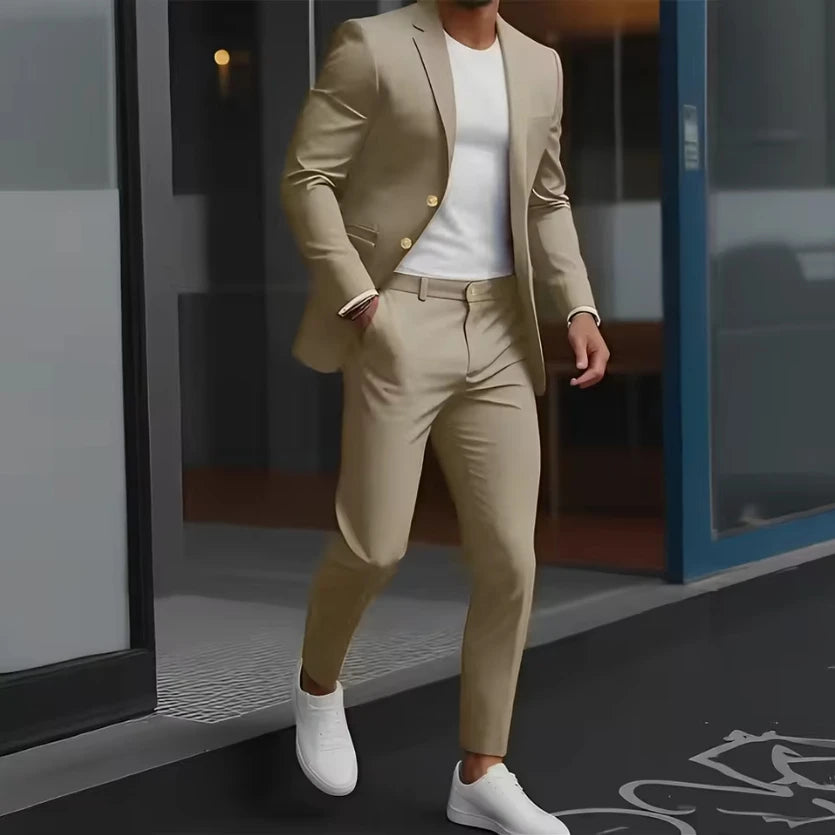 Formal Suit for Mens Wedding Groom Tuxedo Business Work Clothes Office Jacket Pants 2-Piece Suit 2-Button Blazer
