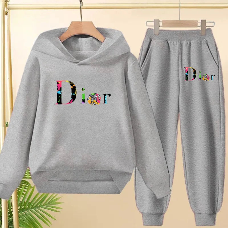 Children's Clothing Autumn Winter Hooded Pullover Coat Sweatshirt Top+Pants Boys Girls Toddler3-12Yrs Casual Sports Charming Set