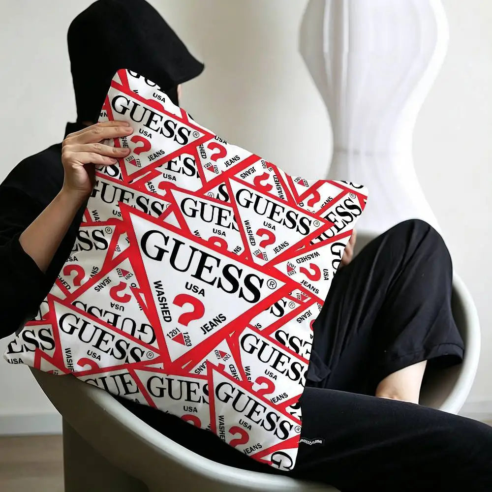 Fashion G_GuessS Logo Printed Pillow Gift Home Office Decoration Pillow Bedroom Sofa Car Cushion CoverPillow Case