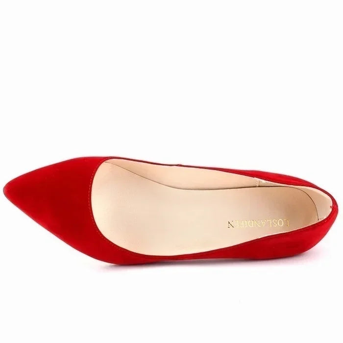 Large Size Women Solid Color Pumps Classic 5cm Low High Heels Breathable slip on Pointed Toe Stiletto Female Work Wedding Shoes