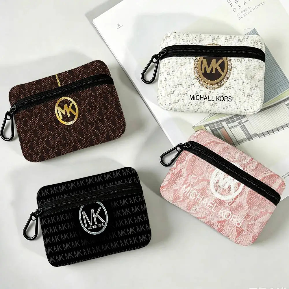 Fashion Luxury Brand M-Michael K-Kors Logo Lightweight Oxford Fabric Coin Purse Carabiner Hook Design Card Key Organizer Bag