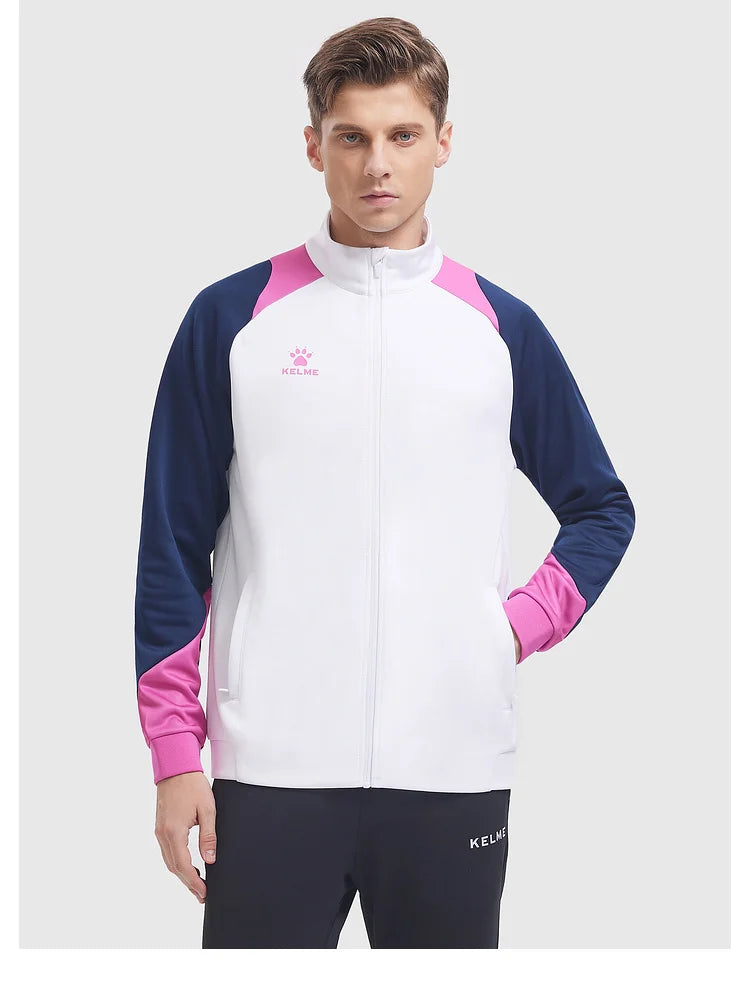KELME Men's Running Jacket Football Sport Training Coat Windproof Fitness Jogging Sportwear Warm Lamb Woll Jackets 8361WT1064