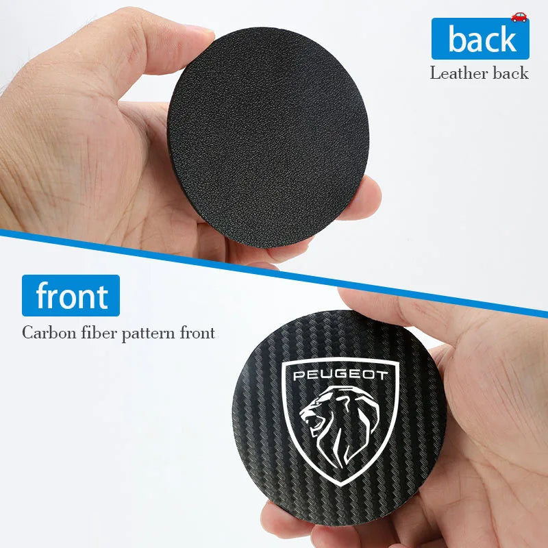 2Pcs Car Coasters Leather Water Cup Mat Auto Accessories For Peugeot 408 4008 308 3008 Rifter 5008 508 2008 208 301 RCZ 407 108