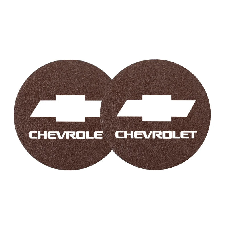 2Pcs Carbon Fiber Car Water Slot Non-Slip Cup Mat For Chevrolet Cruze Sonic Silverado Trax Camaro Captiva Equinox Trailblazer SS