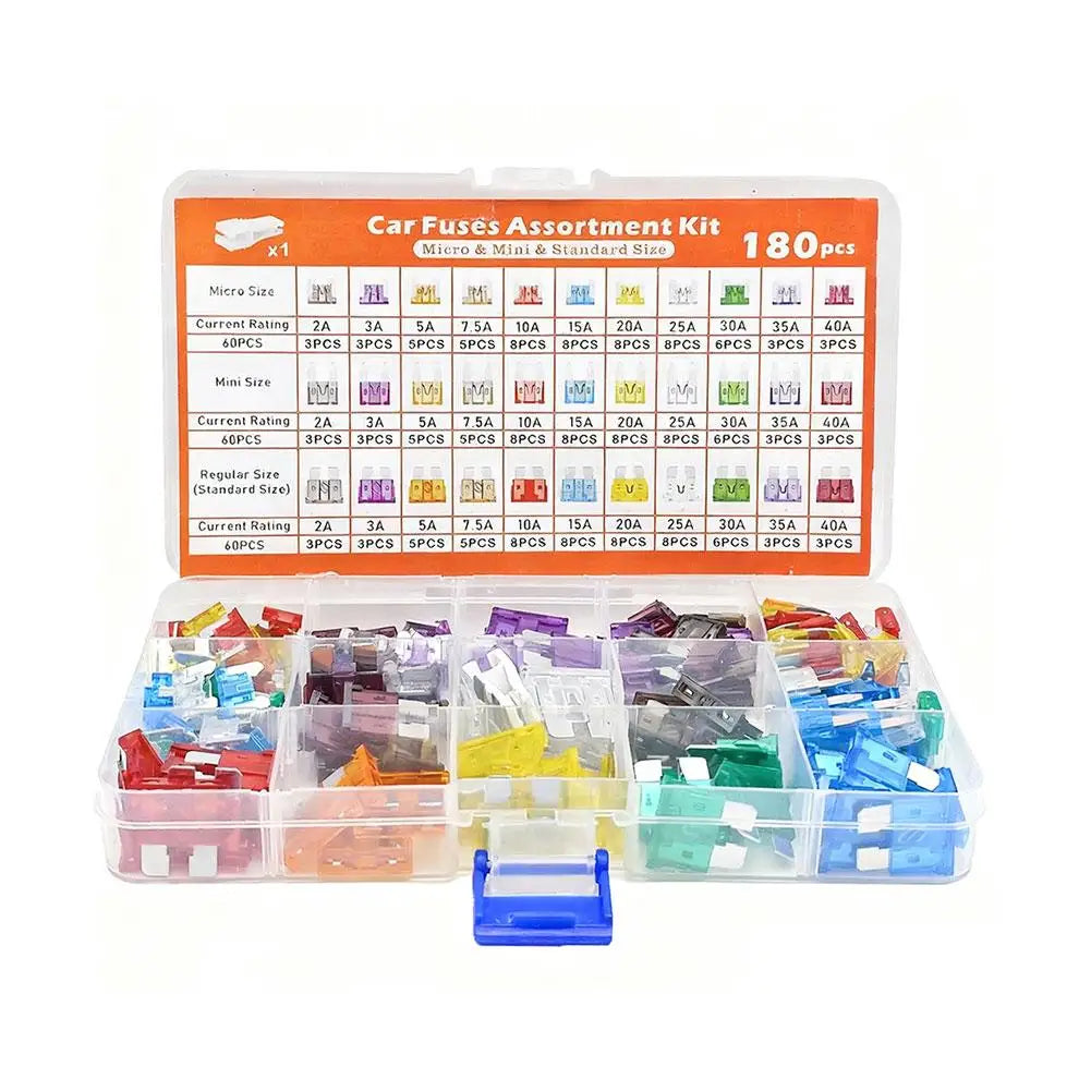 60/100/180PCS Car Fuses Kit Small-sized Fuses And A Fuse Extractor Automobile Plug-in Fuse Vehicle Wire Safety Tools 2-40A