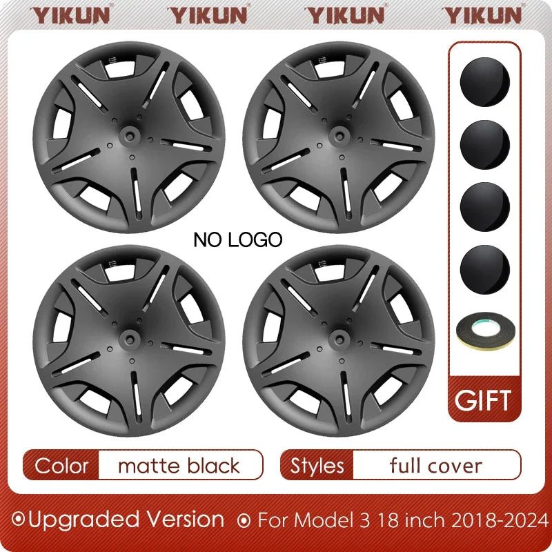 For Tesla Model 3 Performance Hub Cap 4PCS Replacement Wheel Cap Automobile 18-Inch Hubcap Full Rim Cover Accessories 2018-2023