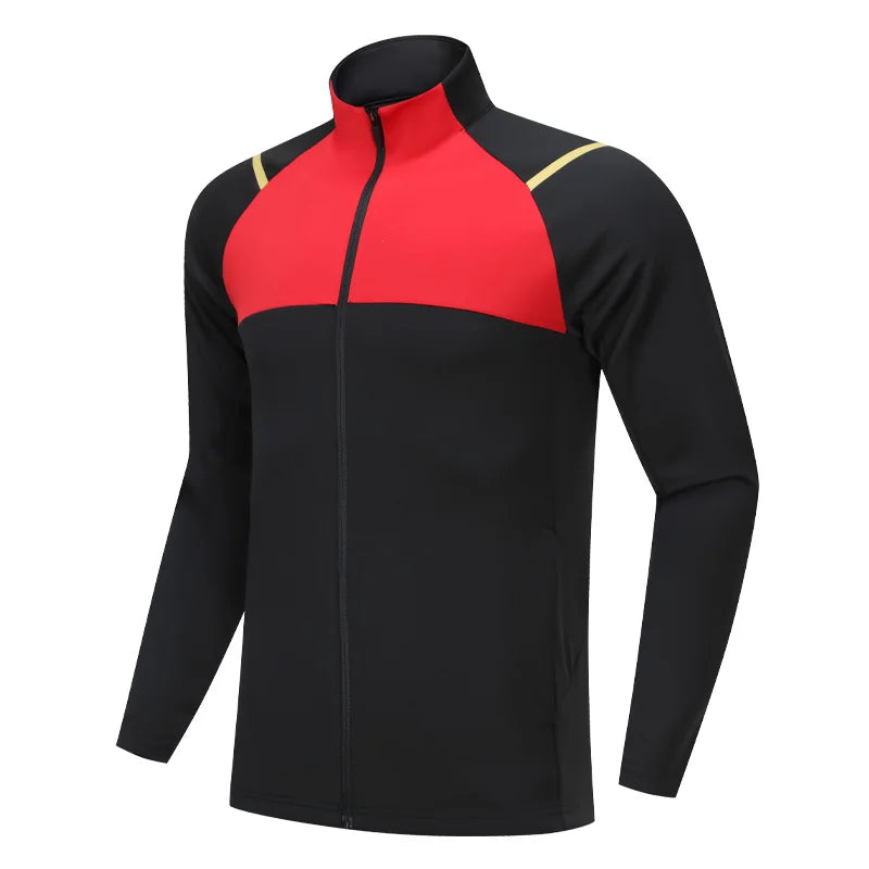 Men Sweatshirt Running Training Patchwork Zipper Pocket Outdoor Casual Fashion Coat Gym Jogging Breathable Quick Drying Jacket
