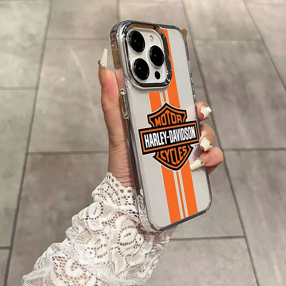 Motorcycle H-Harleys D-DavidsonsS Phone Case for Iphone 17 Air 16 15 14 13 12 11 Pro Max Plus Electroplated large hole soft shel