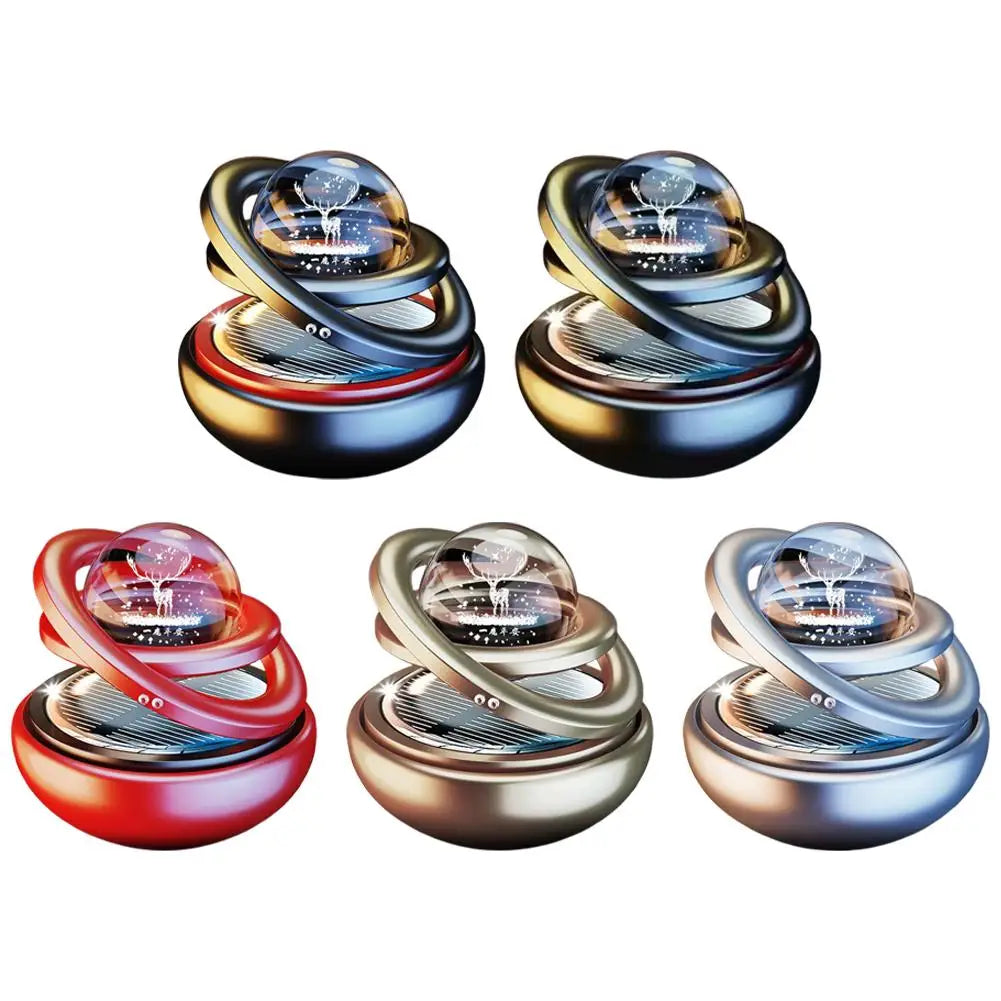 Solar Car Air Freshener Rotating Aromatherapy Diffusing Car Interior Air Freshener Perfume Fragrance Mist Without Tablet ﻿