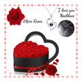 24pcs Artificial Rose Bouquet Heart Shape Rose Gift Box 100 Languages I Love You Necklace Eternal Roses Valentine's Gift for Her