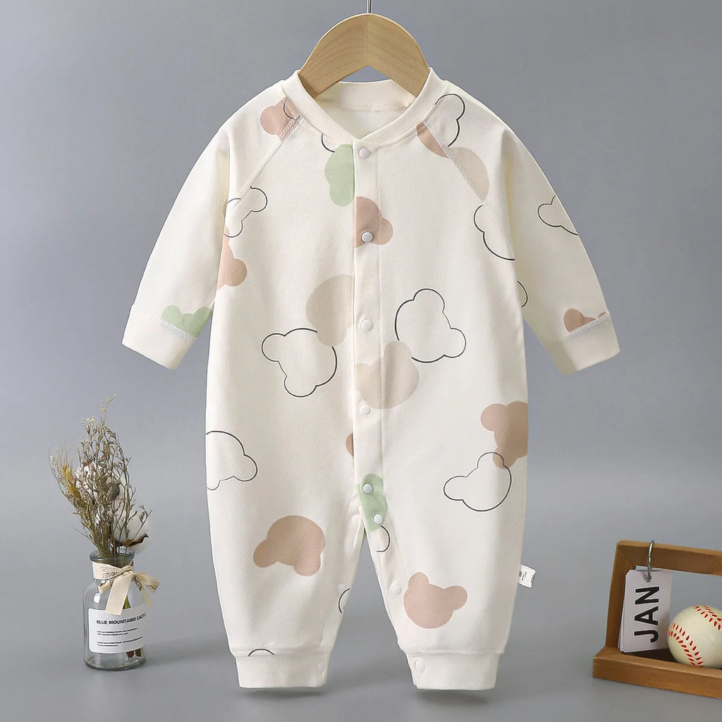 Baby Autumn Clothes Long Sleeved Spring and Autumn Jumpsuit, Pure Cotton Baby Climbing Clothes Boneless Single Breasted Hoodie