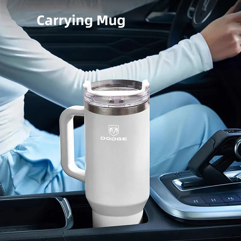 Car Straw Cup Large Capacity Portable Car Outdoor Insulated Cup For Dodge Ram Durango Charger SRT Dart Journey Avenger Caliber