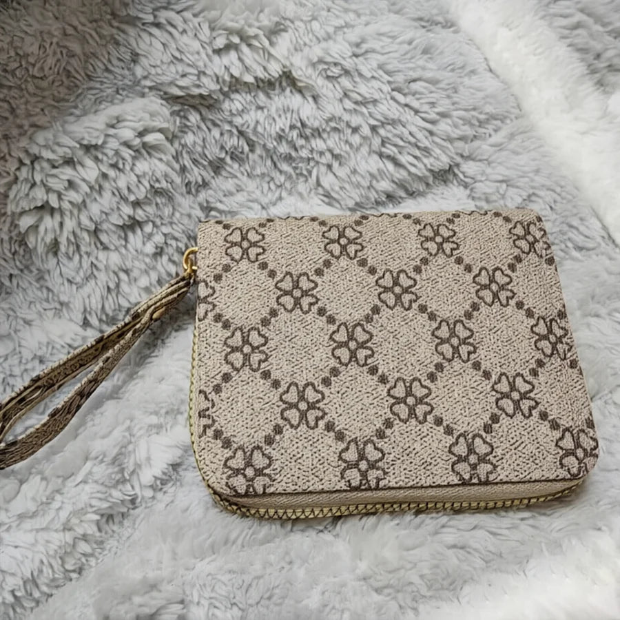 Women's minimalist short wallet with zipper wrapped around clutch wallet, fashionable zipper wrapped around coin wallet