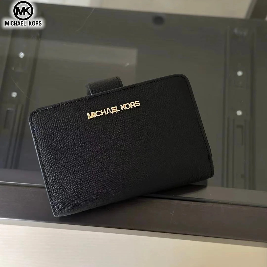 2026 New Michael Kors Women's Fashion Luxury Men's and Women's MK Leisure High end Wallet Card Bag Folding Versatile Zero Wallet