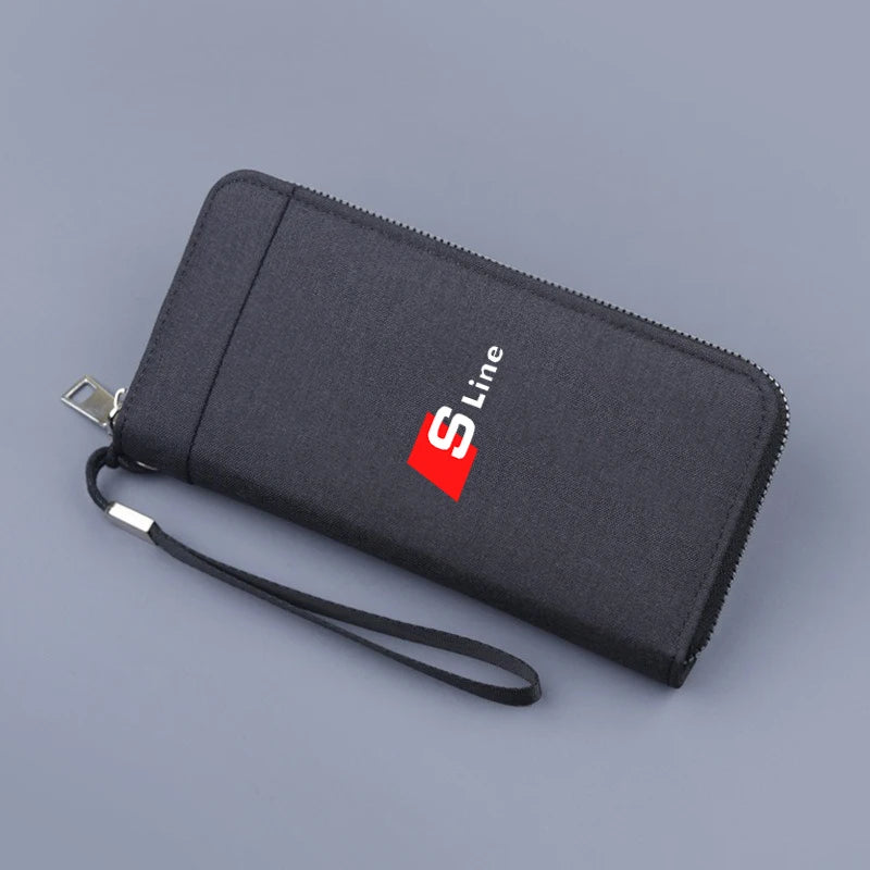 1PC Car Logo Coin Purse Wallet Credit ID Card Bag Coin Purse For Audi RS B7 B8 B9 A3 8P 8V A4 A6 C6 C5 Q2 Q3 Q5 Q7 Q8 TT RS3 RS4
