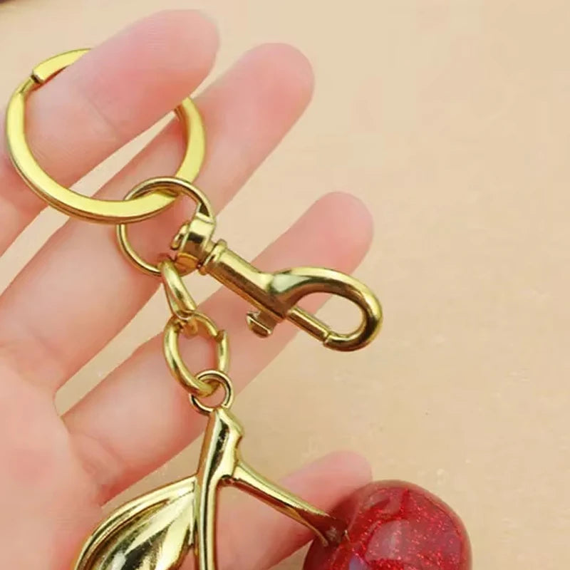 Crystal cherry pendants, suitable for coach bags, women's handbags, shoulder bags, and keychain accessories