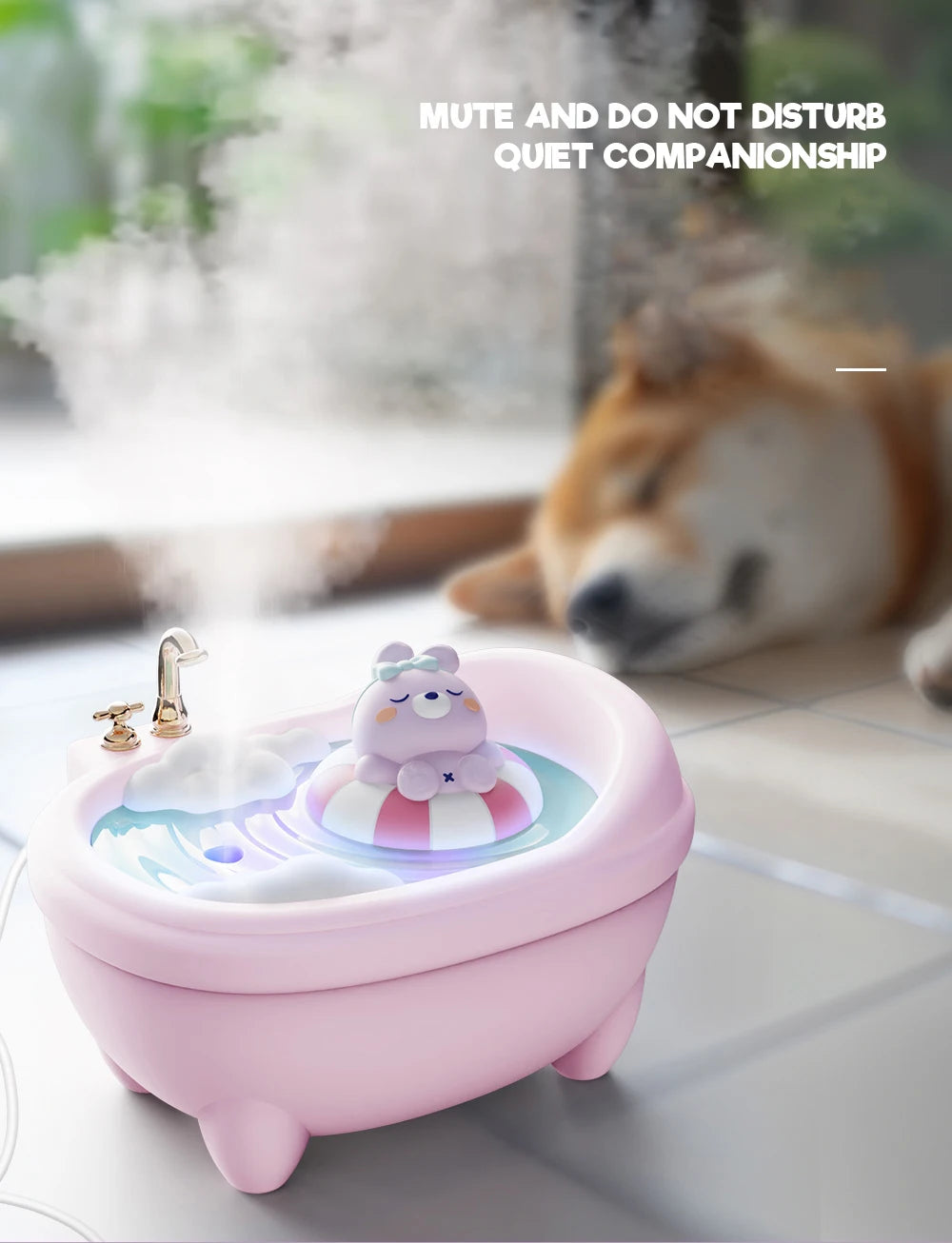 Tub Air Humidifier with Small Spray Hydration, Silent USB Aromatherapy Diffuser for Bedroom, Desktop, Car, Home, and Office Use