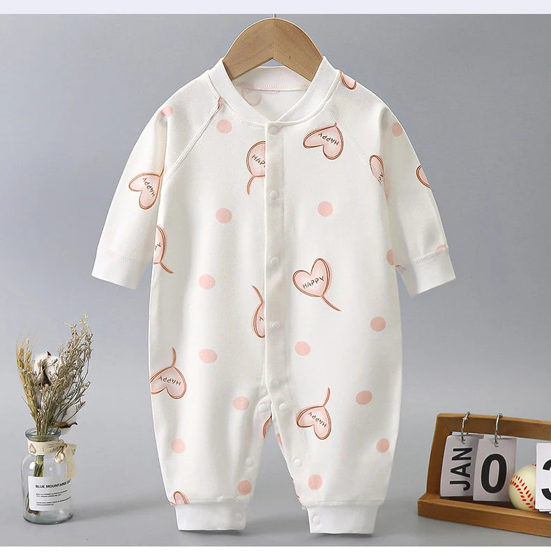 Baby Autumn Clothes Long Sleeved Spring and Autumn Jumpsuit, Pure Cotton Baby Climbing Clothes Boneless Single Breasted Hoodie