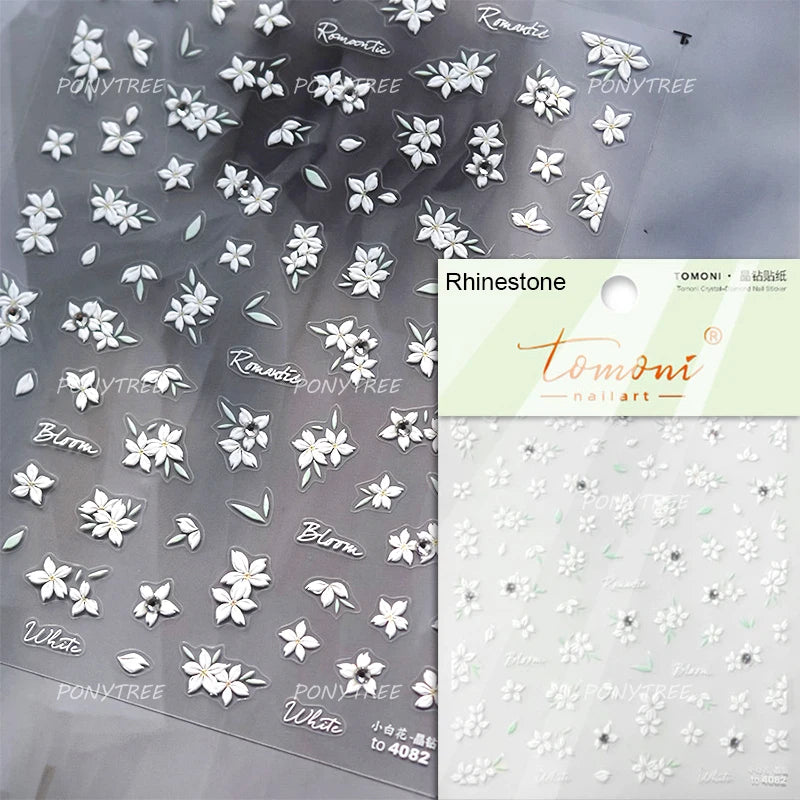 Embossed Flower Pink Butterfly Lucky Peach Blossom Chic Spring Petal 5D Soft Relief Adhesive Nail Art Stickers Manicure Decals
