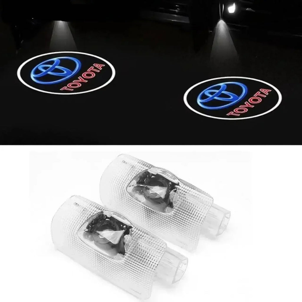 2PCS LED door Logo welcome Lamp light For Toyota Camry Highlander Land Cruiser Prado Avalon Reiz Rav4 Crown CHR Prius accessory