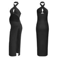 Elegant Maternity Knitted Dress Solid Color Short Sleeve Split Dresses Pregnancy Women Clothes Wedding Party Casual Daily Wear