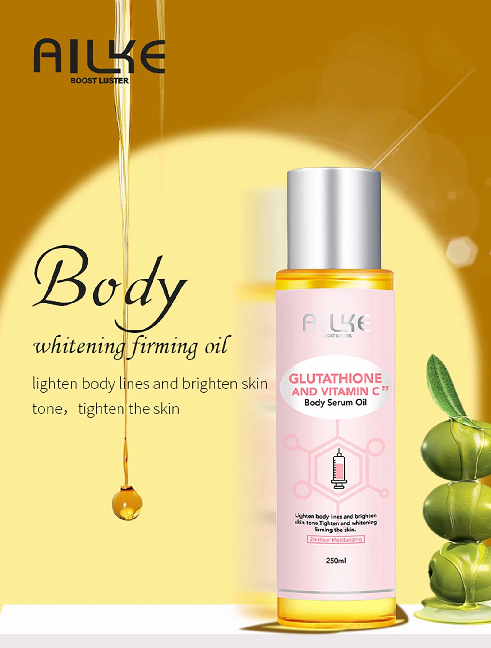 AILKE Skin Whitening Set, With Glutathion, Vitamin C, Shea Butter, Remove Dark Spots, Melanin, Pigmentation, Freckles, Stains
