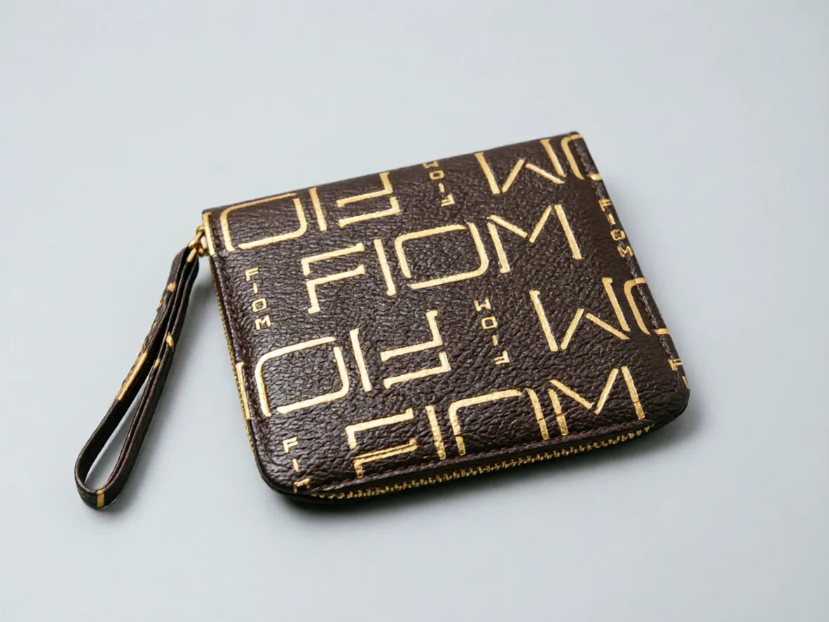 Women's minimalist short wallet with zipper wrapped around clutch wallet, fashionable zipper wrapped around coin wallet