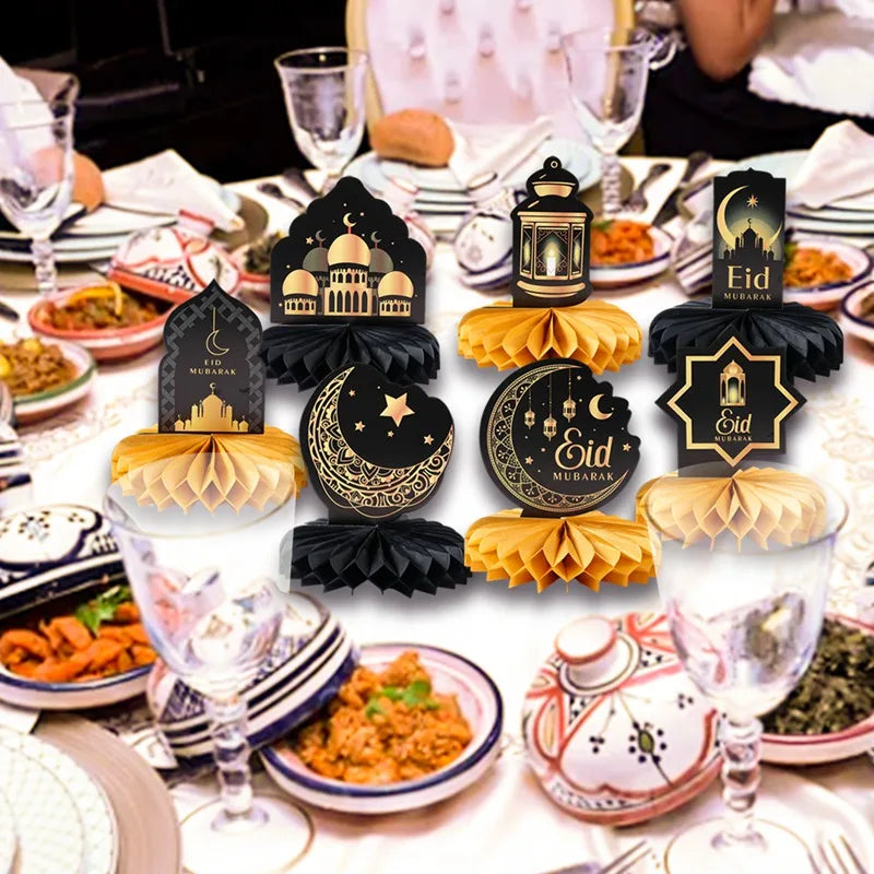 Eid Mubarak Honeycomb Desktop Decor Ramadan Decor 2025 Paper Eid Ornaments Ramadan Kareem Islamic Muslim Party Eid Al Adha Gifts