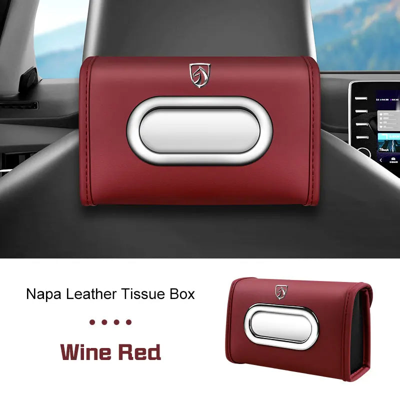 for Baojun 510 730 360 560 RS-5 530 630 Wuling Hongguang S Leather Car Tissue Bag Seat Back Hanger Kleenex Case Visor Napkin Box