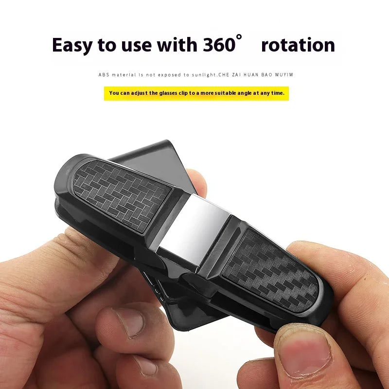 80-degree Rotating Multi-functional Car Eyeglass Storage Clip Bidirectional Automobile Eyeglass Clip Holder for Easy Access