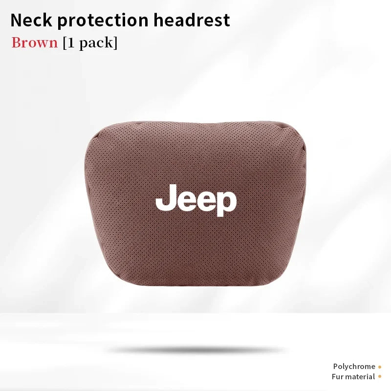 Car Suede Ventilate Headrest Seat Waist Cushion Pillow Jeep Wrangler Grand Cherokee Renegade Compass Gladiator Patriot Commander