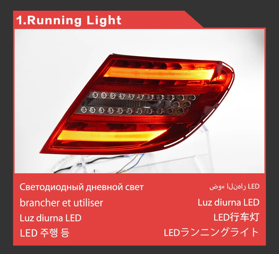 AKD Tail Lamp for Benz W204 LED Tail Light 2007-2013 C180 C200 C300 C350 C63 Rear Fog Brake Turn Signal Automotive Accessories