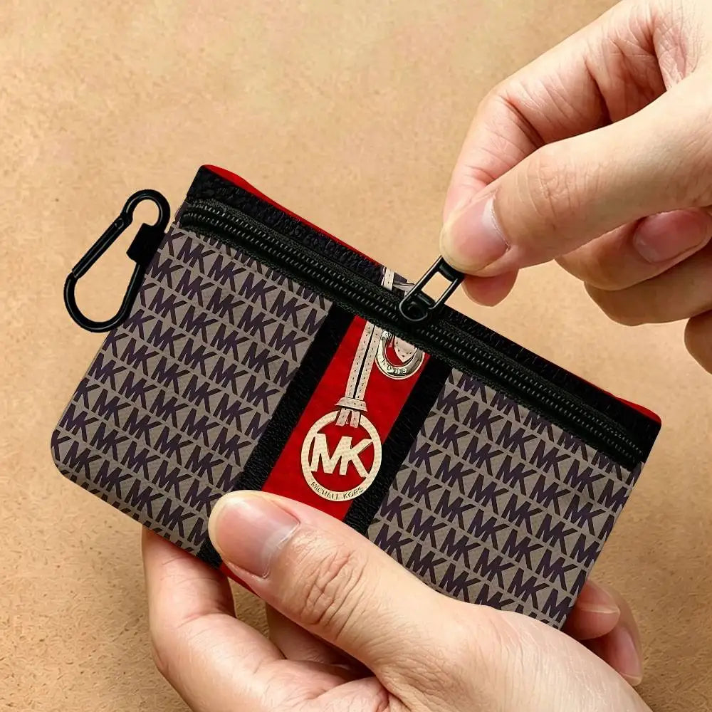 Fashion Luxury Brand M-Michael K-Kors Logo Lightweight Oxford Fabric Coin Purse Carabiner Hook Design Card Key Organizer Bag