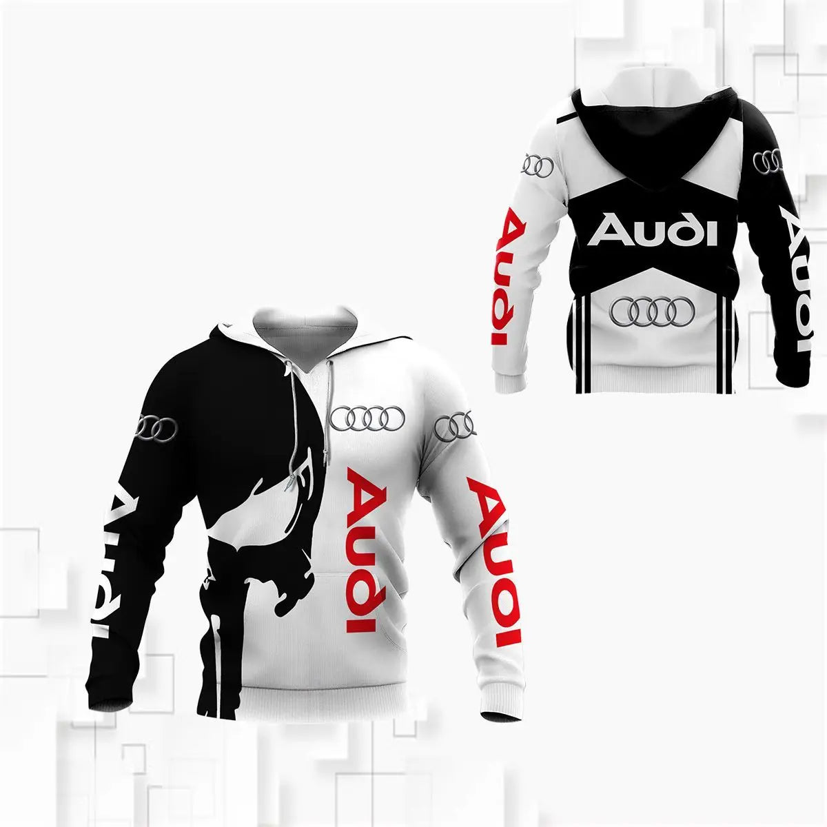 Audi Autumn and Winter Best-selling Adult Hoodie 3D Printing Breathable and Comfortable Men's Sports and Leisure Hoodie MOTO