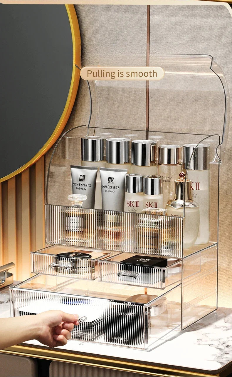 30x17.5x36cm Large Drawer Organizer Makeup Clear Acrylic Box With Perfume Cosmetic Display Capacity Lid Cosmet Storage Box