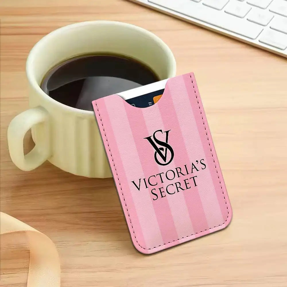Classic Logo V-VictoriaS S-Secret Leather Card Wallet Soft Lightweight Portable Credit ID Card Holder Daily Commute Card Case