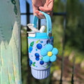 500ML 316 Stainless Steel Straw Cup Insulation or Cooling Strawberry Fruit Print Insulated Cup with Flower Pendant