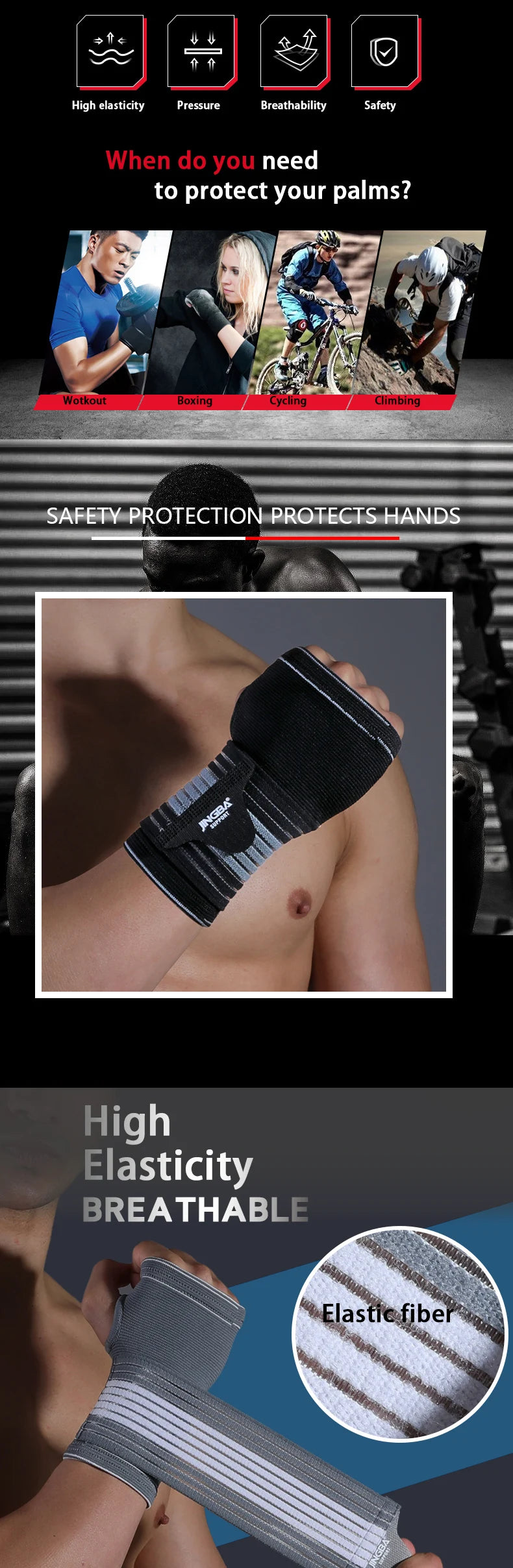 1PCS Hand Wrist Support Compression Strap for Fitness Boxing HandWraps Support Bandage Weightlifting