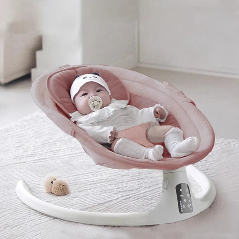 Baby Electric Rocking Chairs,Baby Bouncers Bluetooth & USB Music Baby Swing Electric 180° Rotating Seat, Multi Speed Baby Rocker