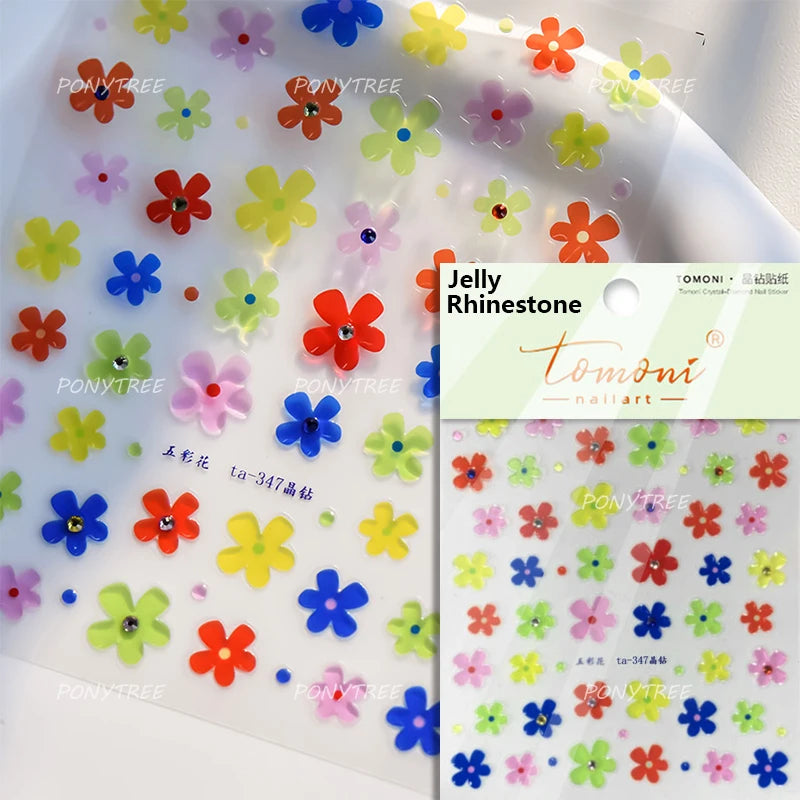 Embossed Flower Pink Butterfly Lucky Peach Blossom Chic Spring Petal 5D Soft Relief Adhesive Nail Art Stickers Manicure Decals