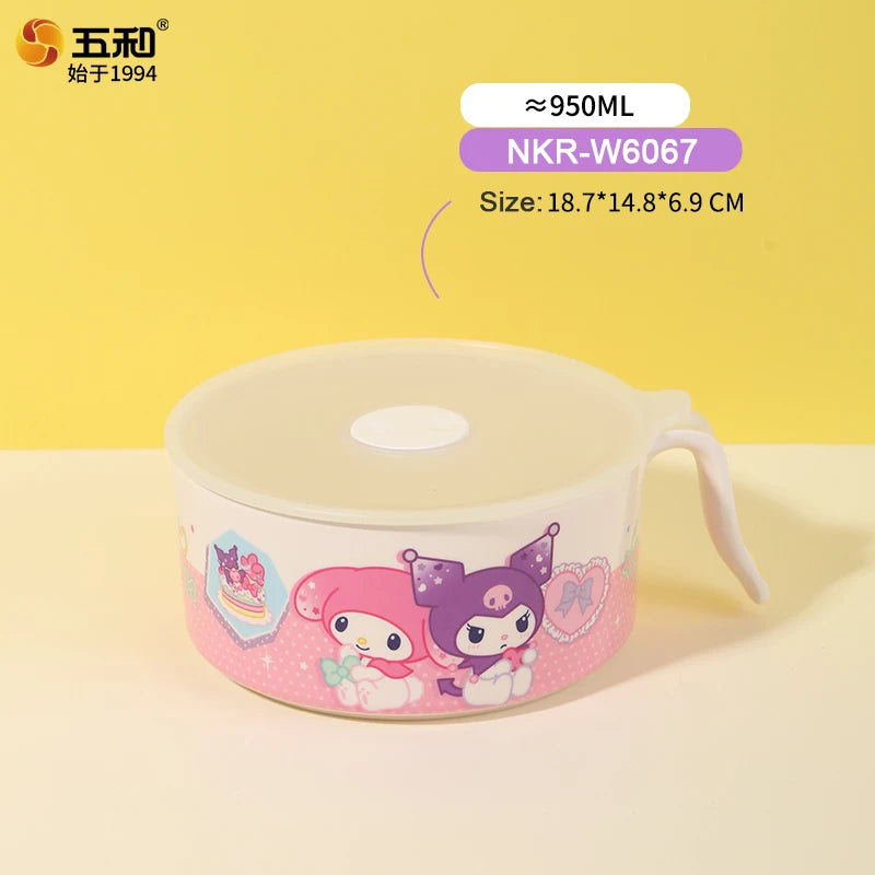 For Sanrio Kuromi Children Tableware Food Grade Dining Plates BPA-Free Salad Fruit Bowl Cartoon Baby Complementary Food Bowls