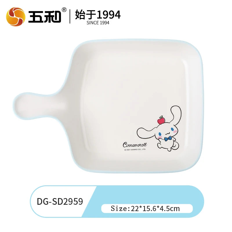 For Sanrio Cinnmoroll Children Tableware Cartoon Soup Spoons Anti-Fall Dining Plates Salad Bowls Water Cups Food-grade Tableware