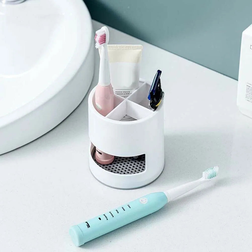 Electric Toothbrush Holder Plastic Storage Organizer Bathroom Toothpaste Holder Cup Box With Drain Holes Bathroom Accessories