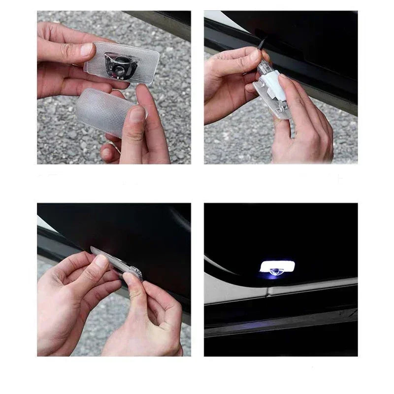 2PCS LED door Logo welcome Lamp light For Toyota Camry Highlander Land Cruiser Prado Avalon Reiz Rav4 Crown CHR Prius accessory
