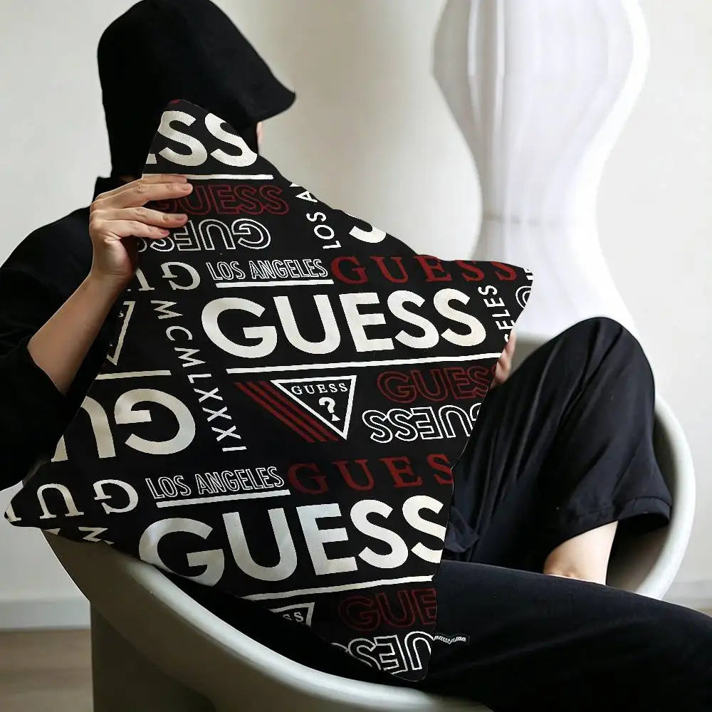 Fashion G_GuessS Logo Printed Pillow Gift Home Office Decoration Pillow Bedroom Sofa Car Cushion CoverPillow Case