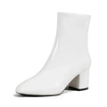 White Ankle Boots for Women 2024 New Side Zipper Stretch Middle Heel Large Size Short Boot Fashion Pointed Shoes Botas De Mujer