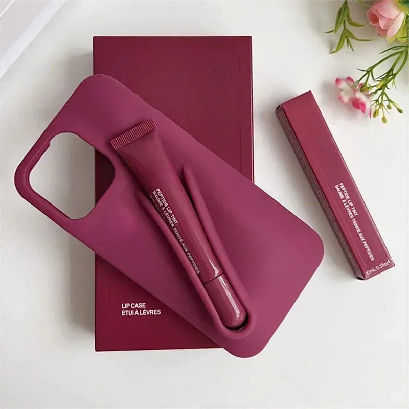 Hot Sale Lipstick Ribbon Toast Gift Set Soft Phone Case For iPhone 16E 16 15 14 13 12 11 Pro Max Plus With Box Lip Gloss Cover