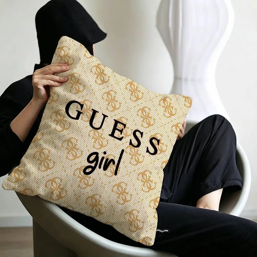 Fashion G_GuessS Logo Printed Pillow Gift Home Office Decoration Pillow Bedroom Sofa Car Cushion CoverPillow Case